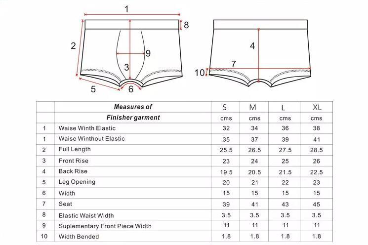 men's underwear size chart