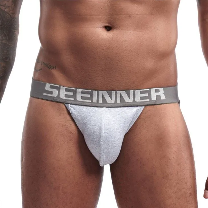 Solid male g-string custom cotton jockstraps black pouch soft 3D big pouch boxer brief male underwear underpants sexy fashion men's wear